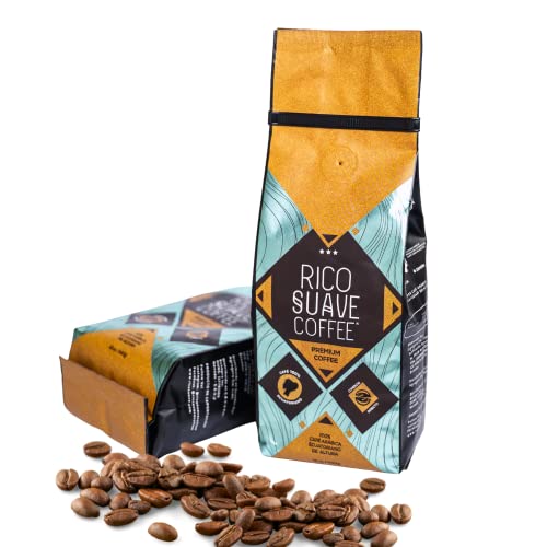 Rico Suave Premium Coffee - 100% Ecuadorian Arabica Beans, Medium-Dark Roast, Whole Beans (340g)