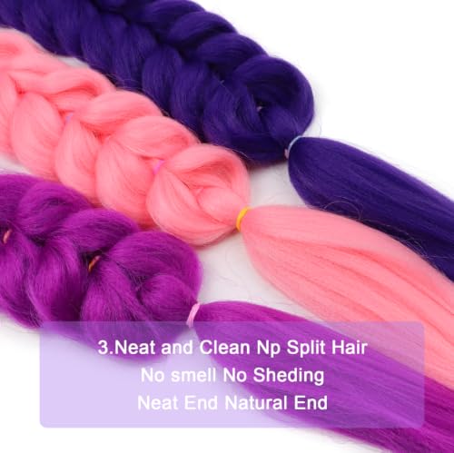 Lianzi 26 Inch Synthetic Purple Braided Ponytail Extensions - Dark Purple