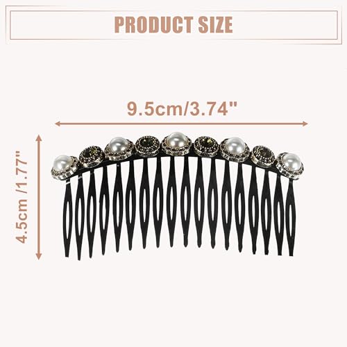 5-Piece Rhinestone Pearl Hair Side Combs - Decorative Updo Hair Accessories