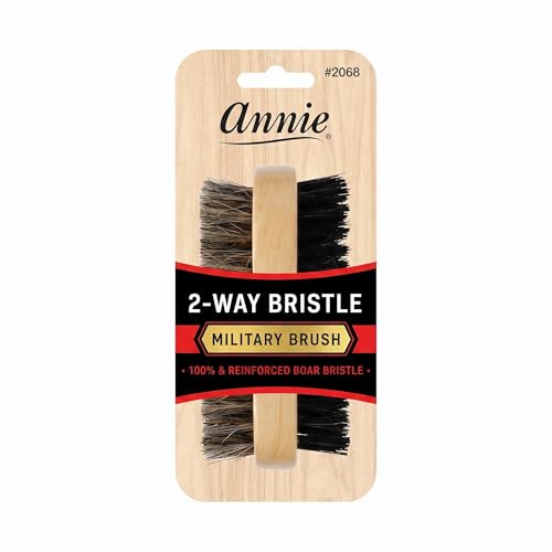 Annie Two Sided Military Hair Brush for Men - Soft & Hard Boar Bristle, Model 2068 - 2 Way Styling Tool