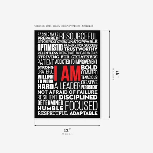 HoneyKICK I AM Affirmations Wall Art - Motivational Cardstock Decor