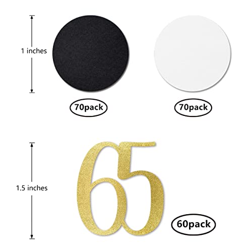 Gold Glitter 65 Confetti - 200pcs 65th Birthday Decoration