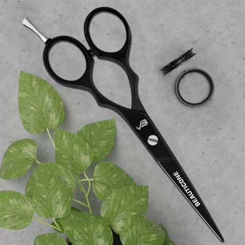 Beauticone Professional Hair Cutting Scissors Black Fix Screw Stainless Steel Barber Shears