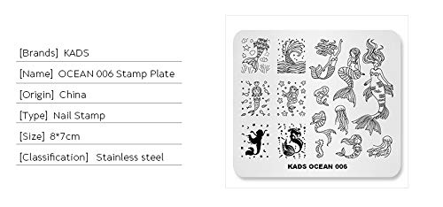 KADS Ocean Mermaid Nail Stamping Plate OC006 - Nail Art Template & Stencil