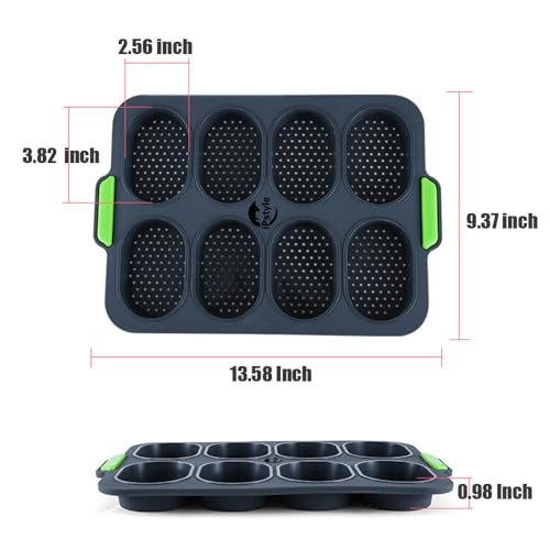 Non-Stick Silicone Baguette Pan, BPA Free, 12 x 2.5 in