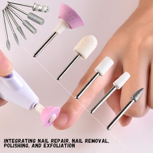 11-Piece Nail Drill Bits Set with 6 Sanding Bands for Manicure