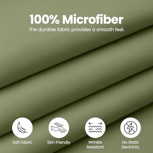 King Bed Skirt, 16-Inch Drop, Olive Microfiber, Pleated Design