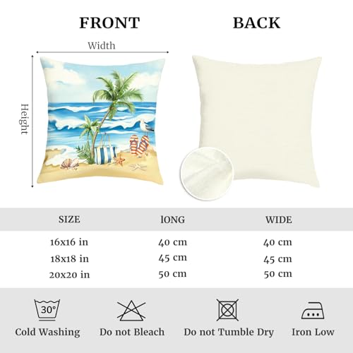 Seaside Palm Starfish Throw Pillow Covers - Set of 4, 18x18