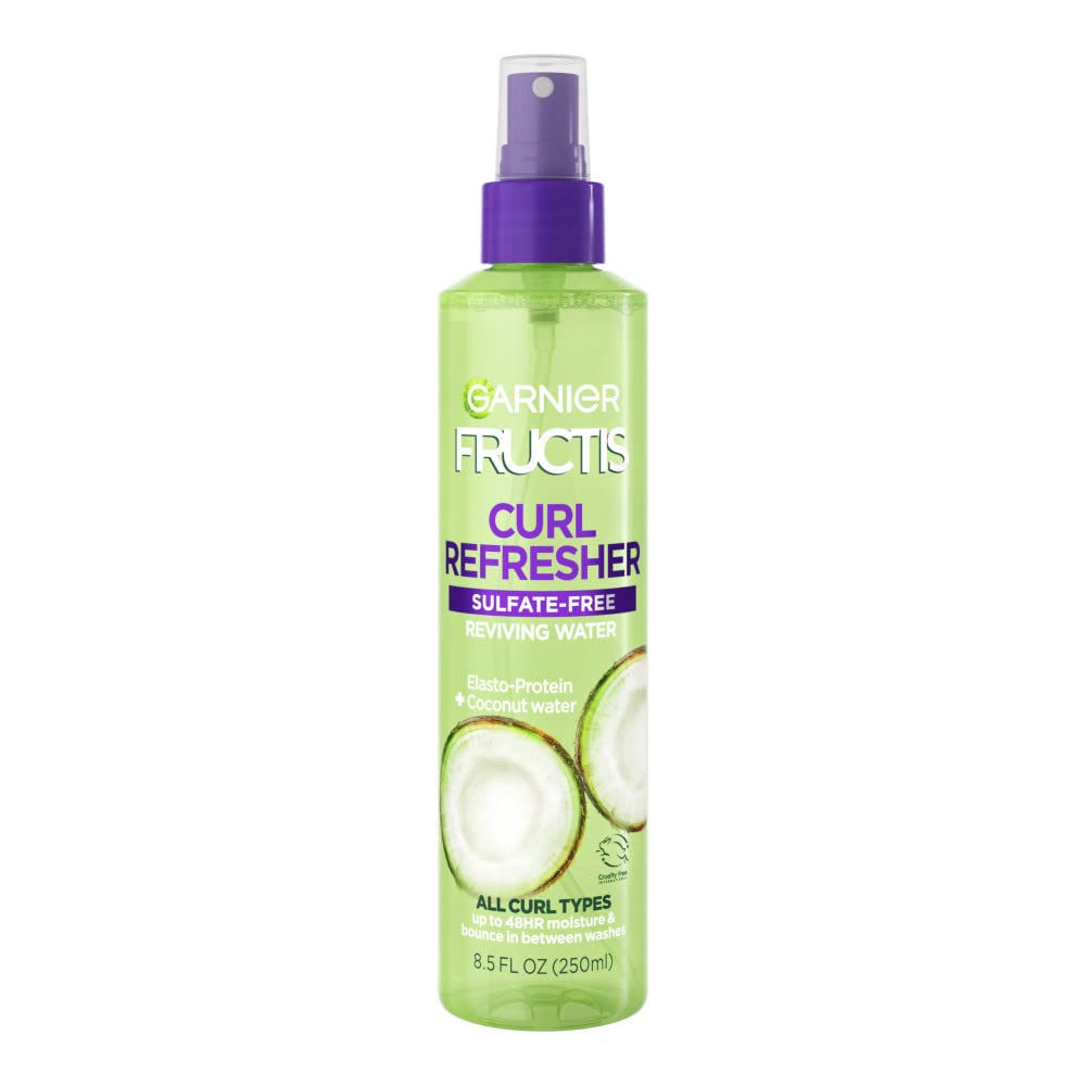 Garnier Fructis Curl Refresher Spray - Sulfate-Free Reviving Water | 8.5 Fl Oz, 2 Count