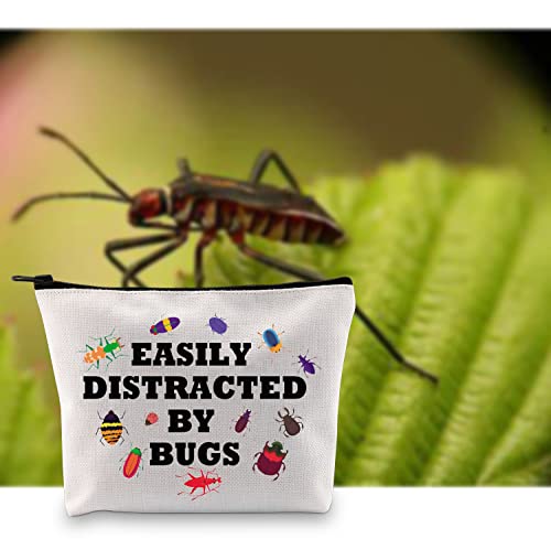 Easily Distracted By Bugs White Cosmetic Bag - G2TUP Bug Lover Gift