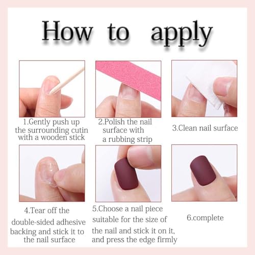 WUHCIM Style-20 French Tip Press-On Nails Set - Medium Almond Reusable Fake Nails with Color Tips