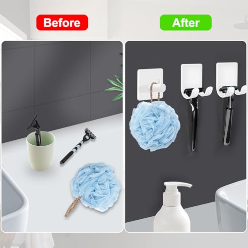 CGBE Self-Adhesive Shower Hooks - Durable Razor Holder, 4 Pack