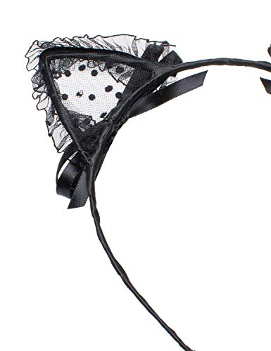 Black Lace Cat Ears Headband for Masquerade & Cosplay
