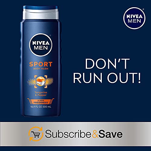 NIVEA MEN Sport Body Wash 16.9 Fl Oz Pack of 2 Revitalizing Minerals 3-in-1