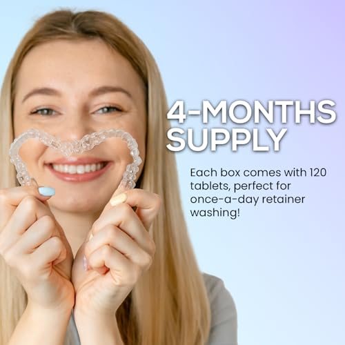 Venus Visage 120 Denture & Retainer Cleaning Tablets - 4 Month Supply for Invisalign, Night Guards & Ultrasonic Cleaners