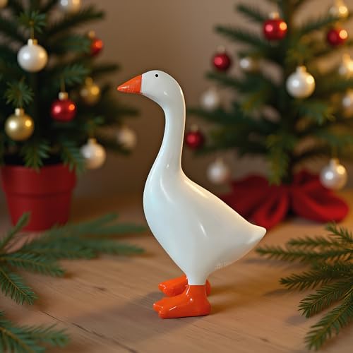 7-Inch Mini Goose Statue - Cute Resin Desk Decor & Key Holder