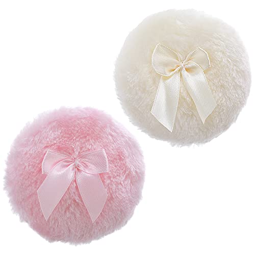 Sibba 4-Inch Large Velour Makeup Puff - Soft & Washable - 2 Pack