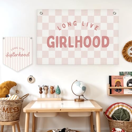 Lacama Pink Long Live Girlhood Wall Banner - 30x20 Inch Decor