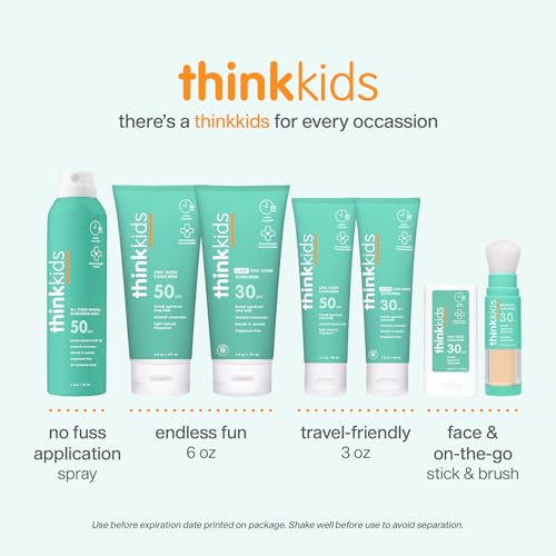 Thinkkids SPF 50+ Mineral Sunscreen, 6 Fl Oz ? Safe, Natural Baby Mineral Sunscreen for Children - Water Resistant Sun Cream ? Broad Spectrum UVA/UVB Sun Protection ? Reef Safe