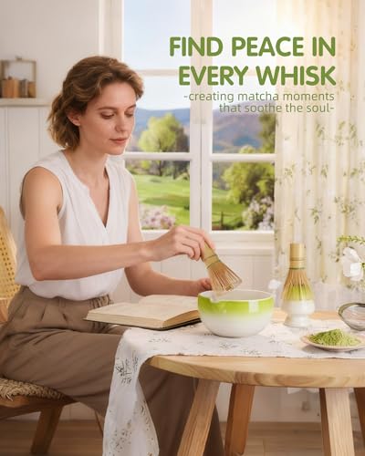ZENS Premium Matcha Whisk Set - 6-Piece Complete Kit for Tea Ceremony