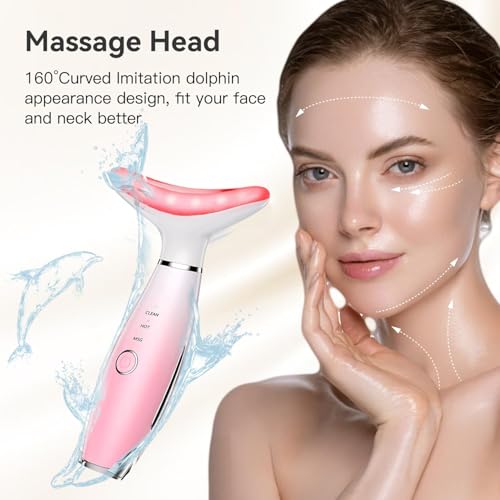TLINNA 7-Color LED Face Massager with Thermal & Vibration for Wrinkles, Double Chin