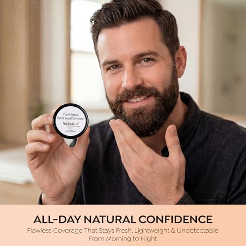 NuBeauti Beard & Hair Root Touch Up Powder - Dark Brown with Brush