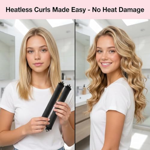 Liedrg Deep Black Heatless Hair Curlers Set - No-Heat Satin Velvet Overnight Curling Rods for All Hair Types
