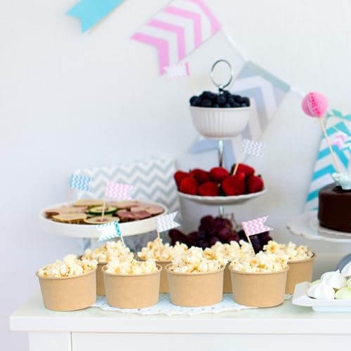 8oz Disposable Paper Ice Cream Cups - 50 Pack, Leak-Resistant Snack Bowls