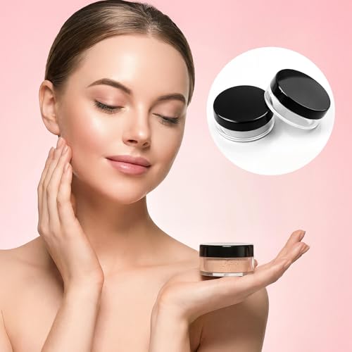 Travel Powder Containers Set - 2 Leakproof 10ml Makeup Holders with Puff
