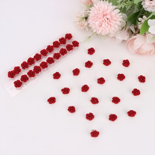 Red Mini Rose Hair Clips 40 Pcs - Cute Floral Bridal Hair Accessories for Women & Girls