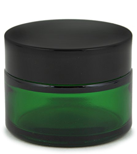 Vivaplex 1 oz Green Glass Jars with Lids - 12 Pack for Storage