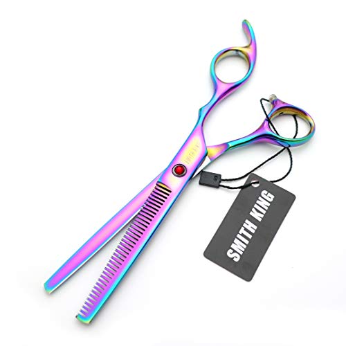 Smithking 7.0 Inch Rainbow Hair Cutting & Thinning Shears Set with Case & Combs