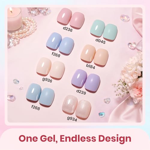 Beetles Pastel Gel Nail Polish Set - Soft Manifest Collection (8 Colors)