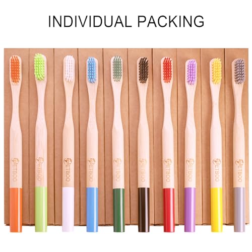 Eco-Friendly Bamboo Toothbrushes - 10 Pack with Soft Bristles