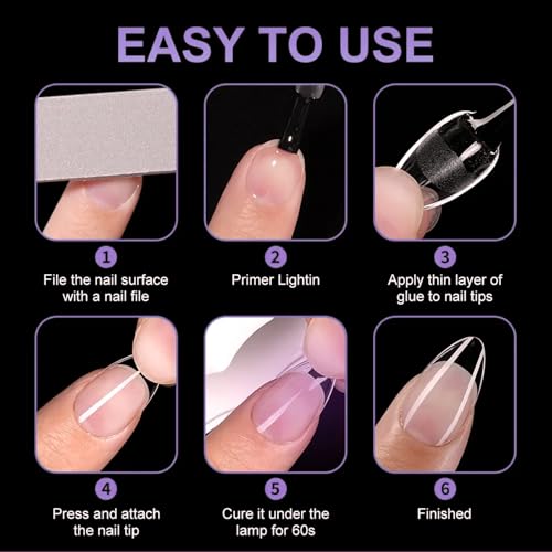 AddFavor 240pcs Half Cover Clear Gel Toe Nail Tips - Square Matte
