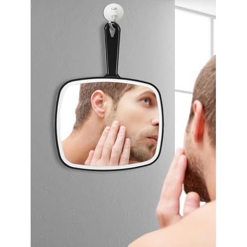 Extra Large Handheld Mirror£¬Hand Salon Mirror with Handle for Barbers, Hairdressing (Black£¬12.4" Lx 9" W)