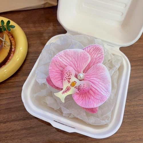 8Pcs Orchid Hair Clips for Women - Hawaiian Flower Hair Accessories, Boho Beach Party Wedding