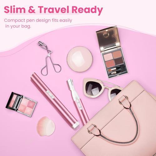 Upgraded Eyebrow Trimmer, Precision Electric Eyebrow Razor for Women Battery-Operated Facial Hair Remover with Comb No Pulling Sensation Painless for Face Chin Neck, Upper-Lip, Peach-Fuzz