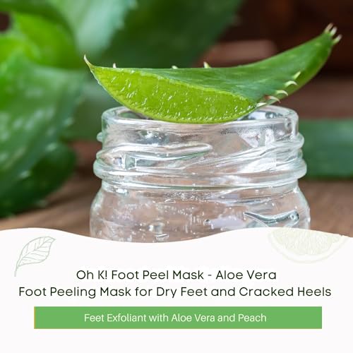 Oh K! Aloe Vera Foot Peel Mask for Dry, Cracked Heels - 1 Pair
