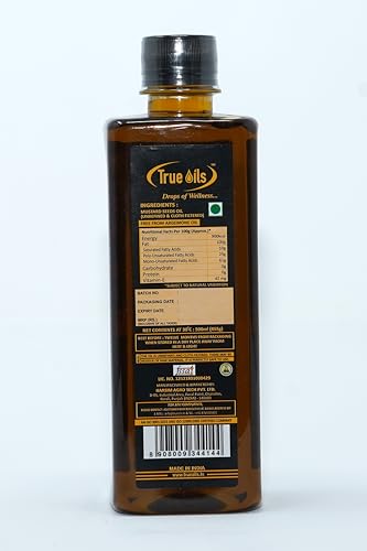 True Oils Cold Pressed Mustard Oil for Hair Growth & Body Massage - 16.90 fl oz
