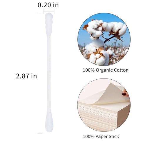 HOMEFOX Organic Cotton Swabs - 400 Count Spiral & Round Tips