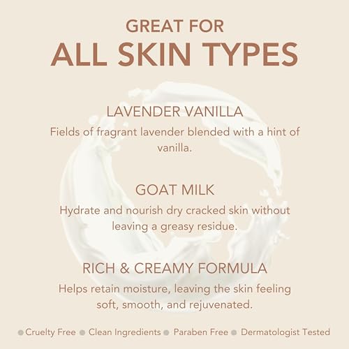 Dionis Goat Milk Hand & Body Cream Lavender Vanilla 3.3oz - Hydrating & Nourishing