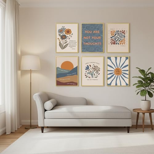 Motivational Mental Health Posters - Set of 6 Boho Prints 8x10in