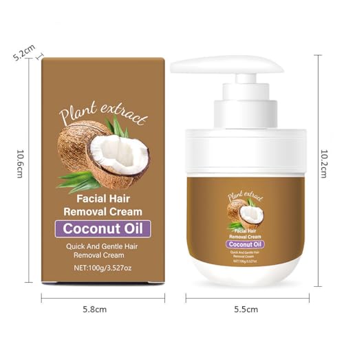 2 PCS Facial Hair Removal Cream,Coconut Oil Based Gentle Body Hair Remover Cream for Women,Natural Formula,Moisturizing & Soothing, Painless Hair Remover, No Irritation, Fast Results,3.53 oz