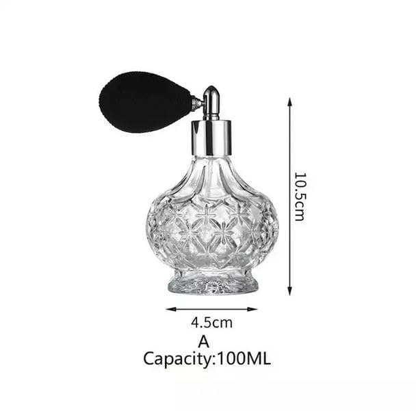 YangLand 80ml Clear Crystal Perfume Bottle with Gold Long Spray & Tassels - Short Refillable Vintage Glass Atomizer