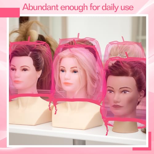 Loopeer 6 Pcs Adjustable Wig Storage Bags - Rose Red