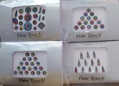 Long Round Hand-Printed Designer Bindi Set for Women - Bridal & Festival Wear, Skin-Friendly, 4 Packs