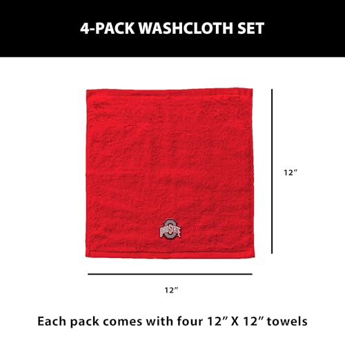 NCAA Team Logo Wash Cloth 4 Pack - Soft & Absorbent
