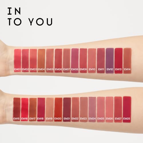 INTO YOU EM12 Velvet Matte Lip & Cheek Stain - Lightweight Lip Mud, Long-Lasting Pink Lipstick & Multi-Use