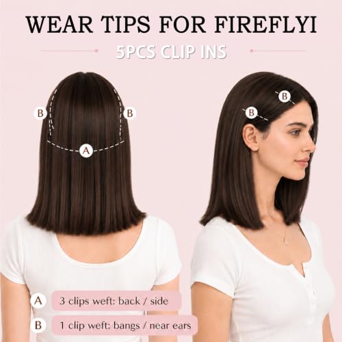 FIREFLYI 18-Inch Short Clip-In Hair Extensions, 5-Piece Volumizing Set